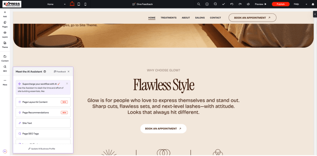 Generate pages, sections, content using AI tools