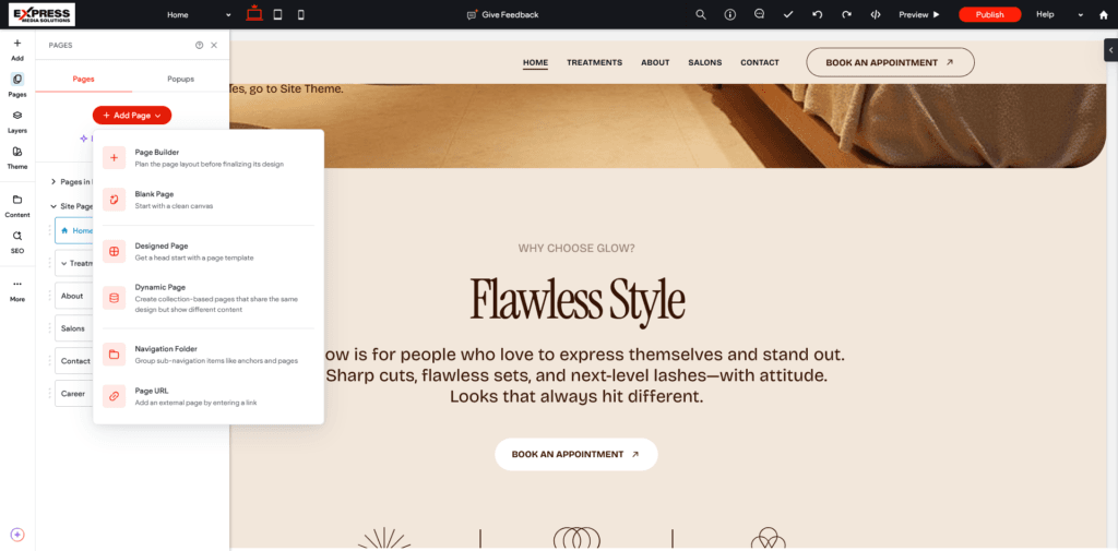 Create new pages in minutes