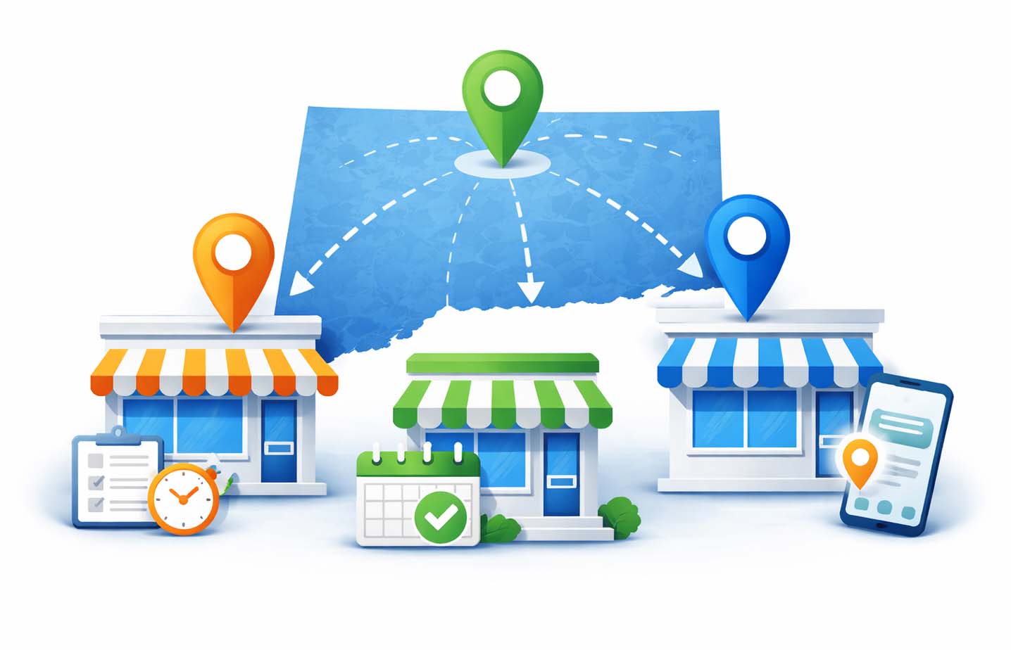 Illustration of businesses with multiple locations